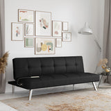 Futon with USB Power, Black Upholstery