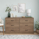 Vicco 6 Drawer Dresser, Rustic Oak Finish