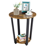 Table Round Sofa Table with Storage Rack,