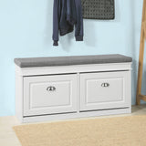 Shoe Storage Bench Cabinet with Flip-drawer & Cushion