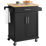 Kitchen Island Cart with Spice Rack Storage Rolling